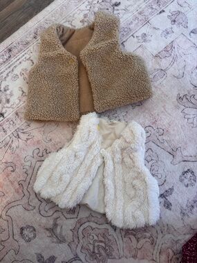 Cozy Kids Faux Shearling Vest - Cream and Camel